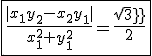 3$\fbox{\frac{|x_1y_2-x_2y_1|}{x_1^2+y_1^2}=\frac{sqrt3}{2}}